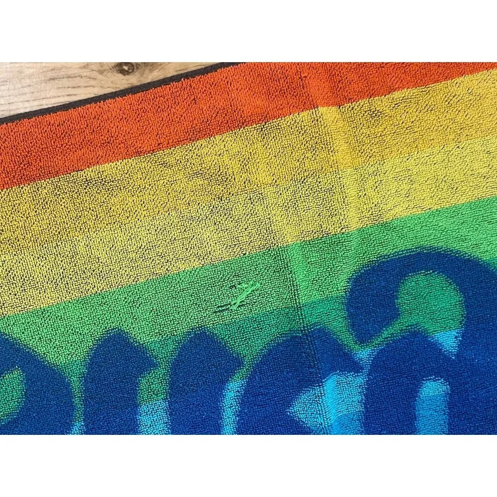 Vintage Walt Disney Productions Disneyland Beach Towel Cotton Rainbow 26x51